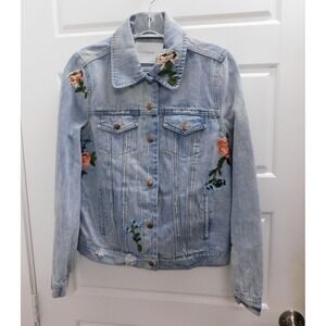 Olivaceous from M. FREDRIC Women's Embroidered Denim Jacket $118rt Size M NWT